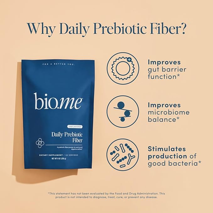 Daily Prebiotic Fiber - Fiber Supplement Powder for Digestive Health & Gut Health - Fiber Powder Unflavored Prebiotics, Non-GMO Dietary Fiber, Gluten & Sugar Free Soluble Fiber Supplements-30 Servings
