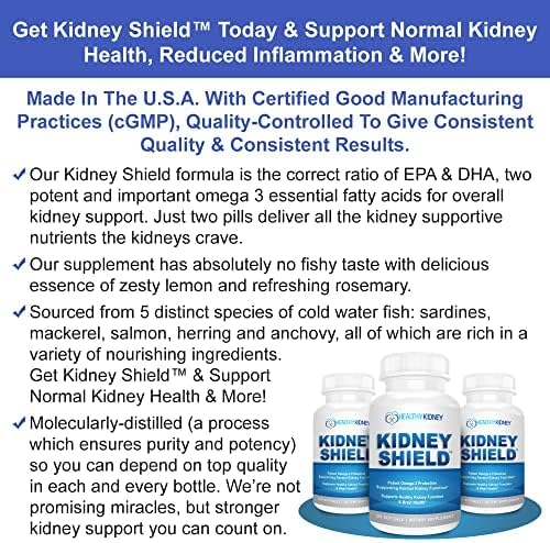 Kidney Shield 120 Caps Kidney Supplement to Support Normal Kidney Function and Support Kidney Health for Kidney Cleanse Omega 3 - (3 Pack)