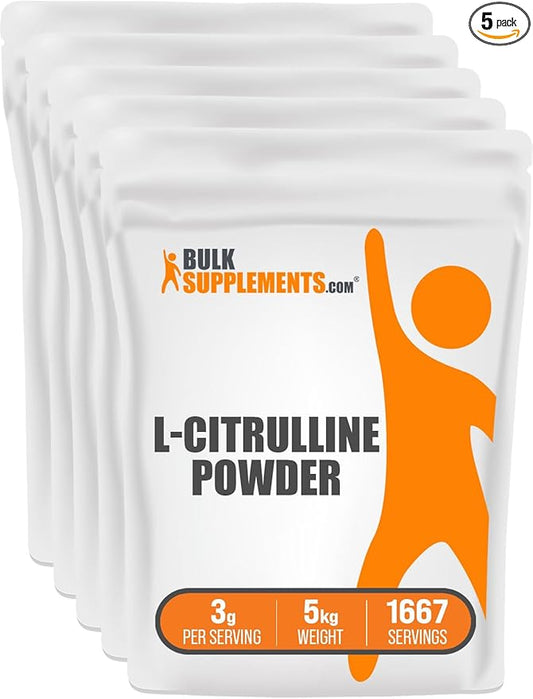 BulkSupplements.com L-Citrulline Powder - Citrulline Supplement, Citrulline Powder - L-Citrulline 3000mg, Unflavored & Gluten Free - 3g per Servings, 5kg (11 lbs) (Pack of 5)
