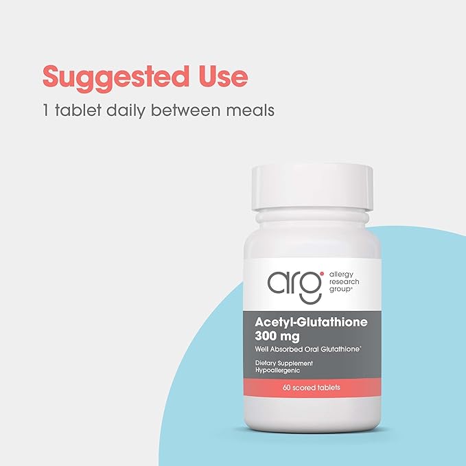 Allergy Research Group Acetyl-Glutathione - S-Acetyl-L-Glutathione, Well Absorbed, Oral Glutathione, Immune Support, 300 mg Supplement - 60 Count