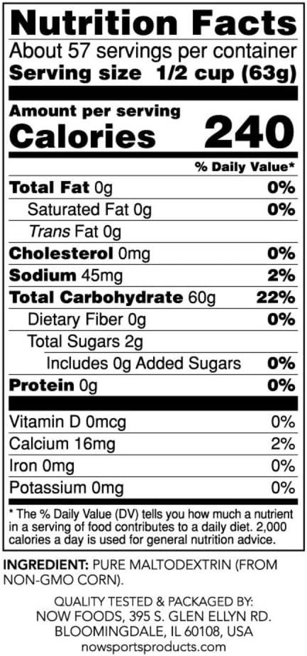 NOW Foods Sports Nutrition, Carbo Gain Powder (Maltodextrin), Rapid Absorption, Energy Production, 8-Pound