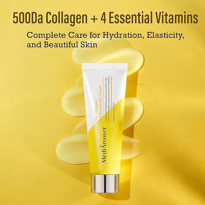About Me [MediAnswer] Vita Collagen Hydra Essential Cream, K-Beauty Moisturizing Gel Cream with 70% French 500Da Collagen & 10,000ppm Multi-Vitamin Complex, Anti-Aging Treatment (50ml/1.69 fl oz)