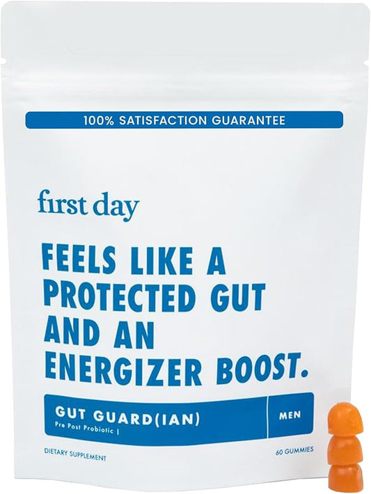 FIRST DAY Mens Tribiotic Gummies – Pre+, Post+, Probiotics & More – 30 Day Supply