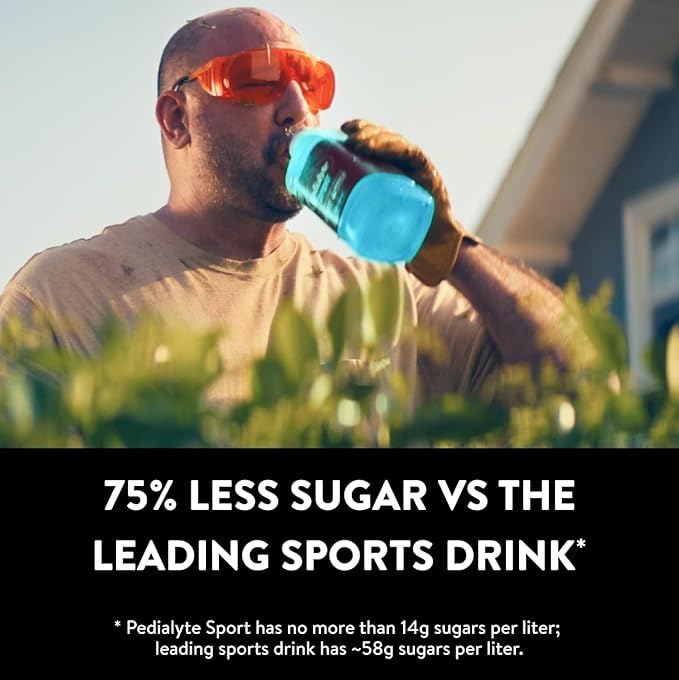 Pedialyte Sport Electrolyte Drink, Fast Hydration with 5 Key Electrolytes for Muscle Support Before, During, & After Exercise, Berry Freeze, 33.8 Fl Oz (Pack of 4)