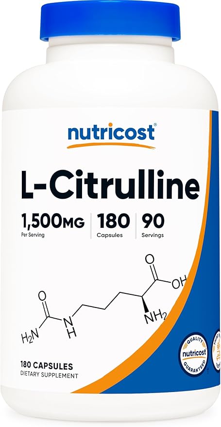 Nutricost L-Citrulline 1500mg, 180 Capsules - 750mg Per Capsule, Gluten Free, Non-GMO, Packaging May Vary