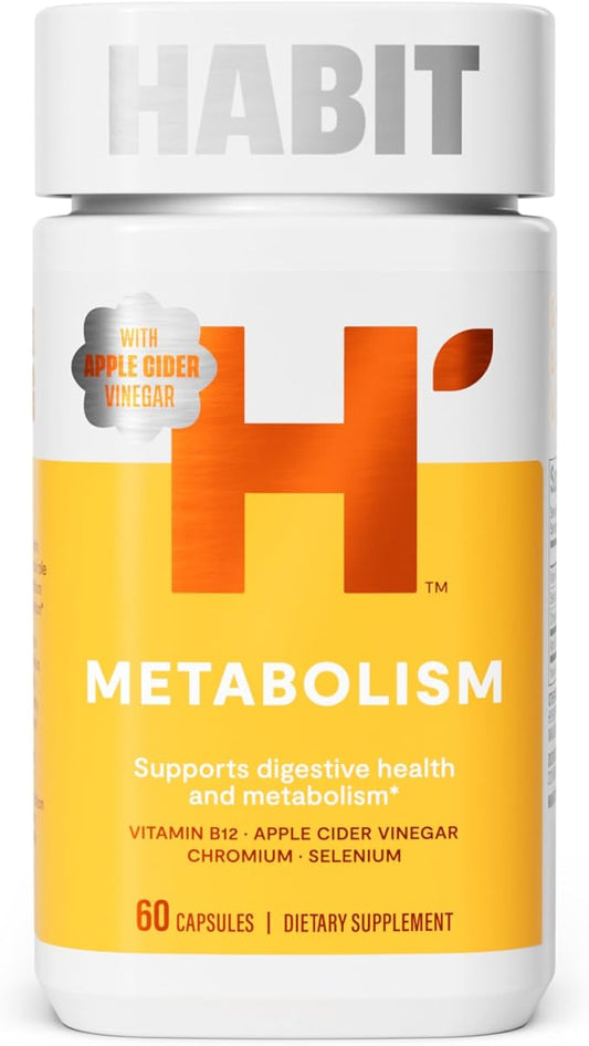 Habit Metabolism Supplement (60 Capsules) - Supports Digestive Health & Metabolism, Vitamin B12, Selenium, Chromium, Apple Cider Vinegar, Vegan, Non-GMO (1 Pack)