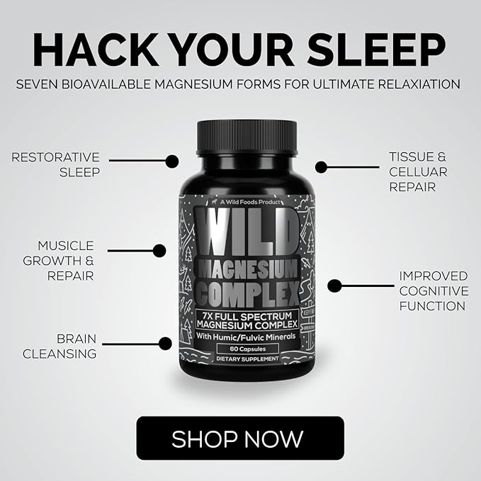 Wild Foods Magnesium Complex Supplement with 7X Forms | High Absorption, Full Spectrum, Easy Digestion | 500mg Glycinate, Bisglycinate, Malate, Orotate, Citrate, Taurate | 90 Capsule (Pack of 3)