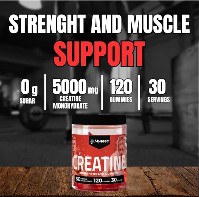 Creatine Monohydrate Gummies for Men & Women-5g of Creatine Monohydrate per Serving- Increase Strength and Build Muscle,Sugar Free, 120 Count