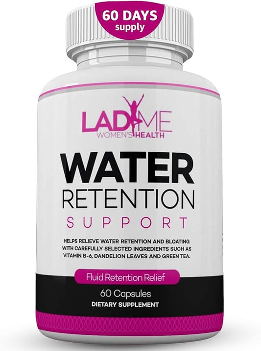 Water Retention Pills for Women Bloating Relief with Vitamin B6, Dandelion & Green Tea Natural Diuretic for Water Draining, Bloating & Swelling Detox Capsules - 60 Caps (2 Months Supply) - by LadyMe
