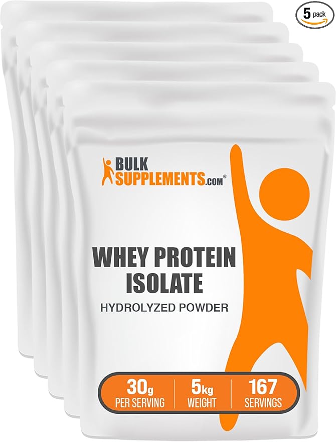 BulkSupplements.com Hydrolyzed Whey Protein Isolate - Plain Protein Powder - Whey Protein Powder Unflavored - Whey Isolate - Whey Powder - Isolate Protein Powder (5 Kilograms - 11 lbs)