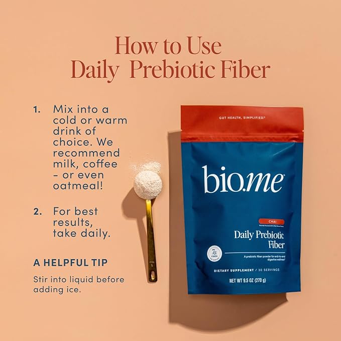 Daily Prebiotic Fiber (Chai) - Fiber Supplement Powder for Digestive Health & Gut Health - Fiber Powder Prebiotics, Non-GMO Dietary Fiber, Gluten & Sugar Free Soluble Fiber Supplements-30 Servings
