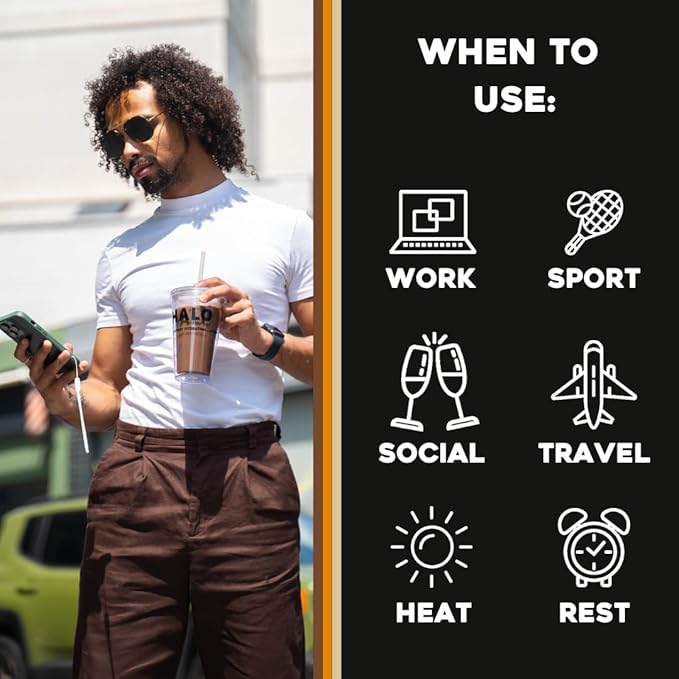 HALO Iced Caramel Latte - Energy Drink Powder – Healthy Coffee Mix for Hydration with Electrolytes, Caffeine, Vitamins and Minerals - 20 Calories - Keto and Low Calorie - 1 x 12 Sticks