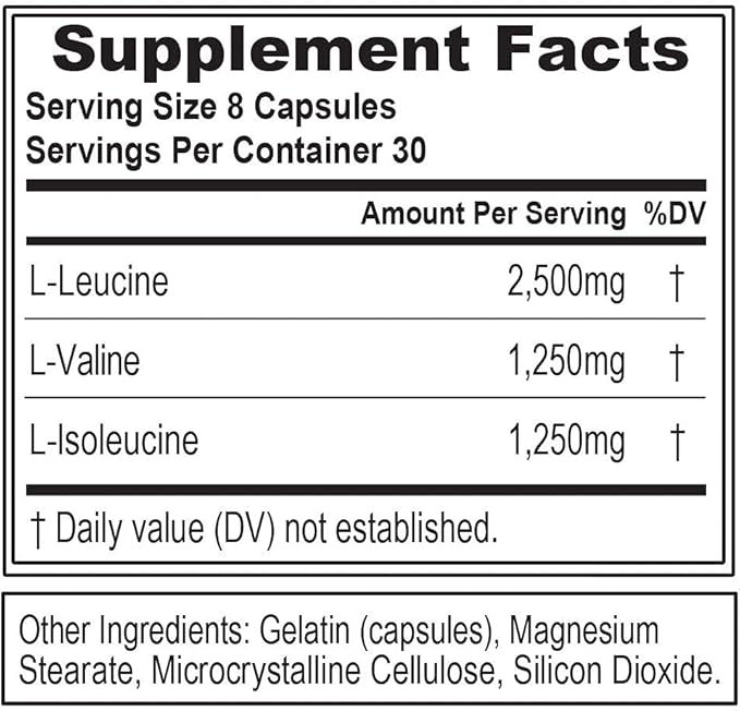 BCAAs Amino Acids Supplement for Men - EVL 2:1:1 5g BCAA Capsules for Post Workout Recovery and Lean Muscle Builder for Men - BCAA5000 Branched Chain Amino Acids Nutritional Supplement - 30 Servings