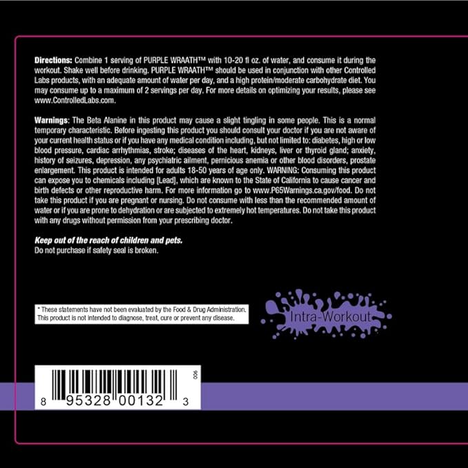 CONTROLLED LABS Purple Wraath, BCAA and EAA Amino Acid Supplement, with Endurance Blend Intra Workout Powder, Optimal Endurance, Focus, and Stamina (Pineapple, 90 Servings)