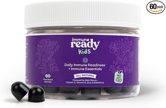 Kids Gummies with Beta Glucan, Elderberry, Vitamin C, D3, Zinc - Non-GMO, Vegan, Sugar Free - Mixed Berry Flavor - 60 Gummies