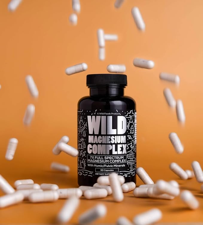 Wild Foods Magnesium Complex Supplement with 7X Forms | High Absorption, Full Spectrum, Easy Digestion | 500mg Glycinate, Bisglycinate, Malate, Orotate, Citrate, Taurate | 90 Capsule (Pack of 3)