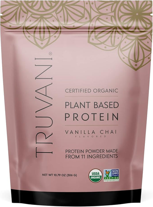 Truvani Vegan Pea Protein Powder | Vanilla Chai | 20g Organic Plant Based Protein | 10 Servings | Keto | Gluten & Dairy Free | Low Carb | No Added Sugar