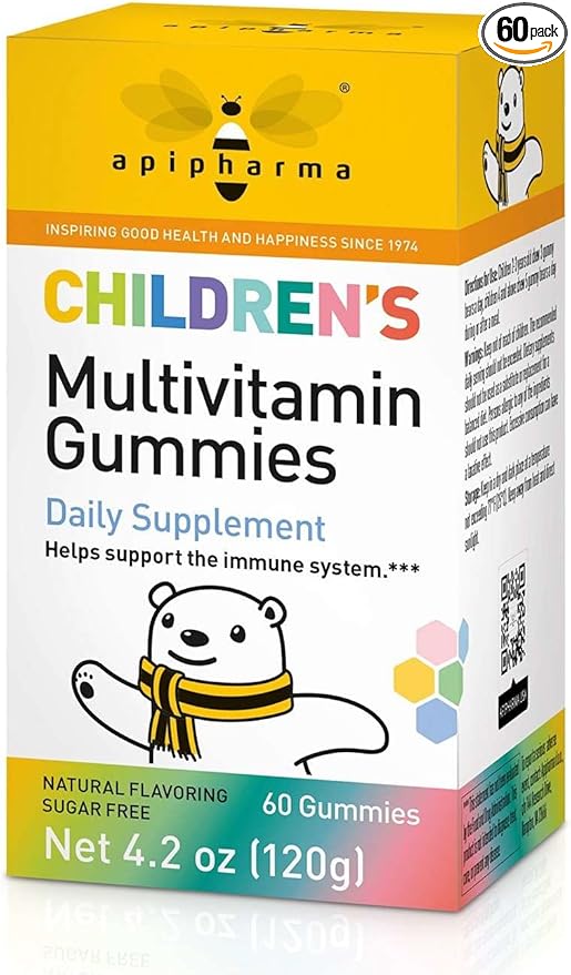 Children's Multivitamin Gummies - Immunity Supporting Kids Vitamins with A, B, C, D, E, Biotin, Pantothenic Acid and Zinc - Sugar-Free & Natural Colors Kids Vitamin Gummies (60 Gummies)