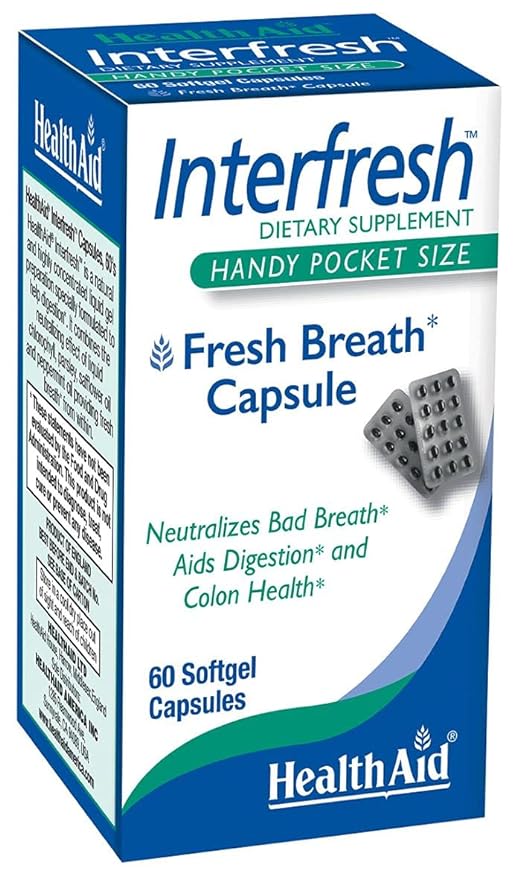 Interfresh, 60 Soft Gel Capsules, Twice Daily, Fights Bad Breath and Aids in Digestion and Colon Health, Feel Fresh All Day Long