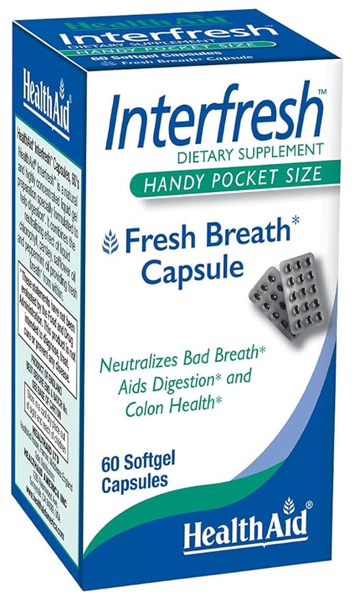 Interfresh, 60 Soft Gel Capsules, Twice Daily, Fights Bad Breath and Aids in Digestion and Colon Health, Feel Fresh All Day Long