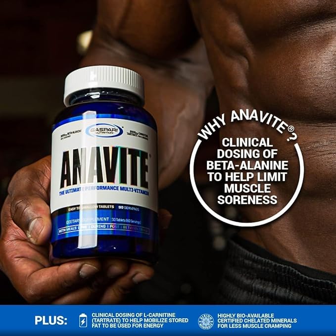 Gaspari Nutrition Anavite, Sports Multi-Vitamin with Amino Acids, Beta-Alanine and L-Carnitine, Enhanced Performance and Recovery (New Smaller Size, 30 Servings)