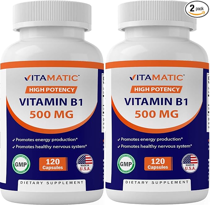 Vitamatic 2 Pack Vitamin B1 (Thiamine) 500mg, 120 Capsules