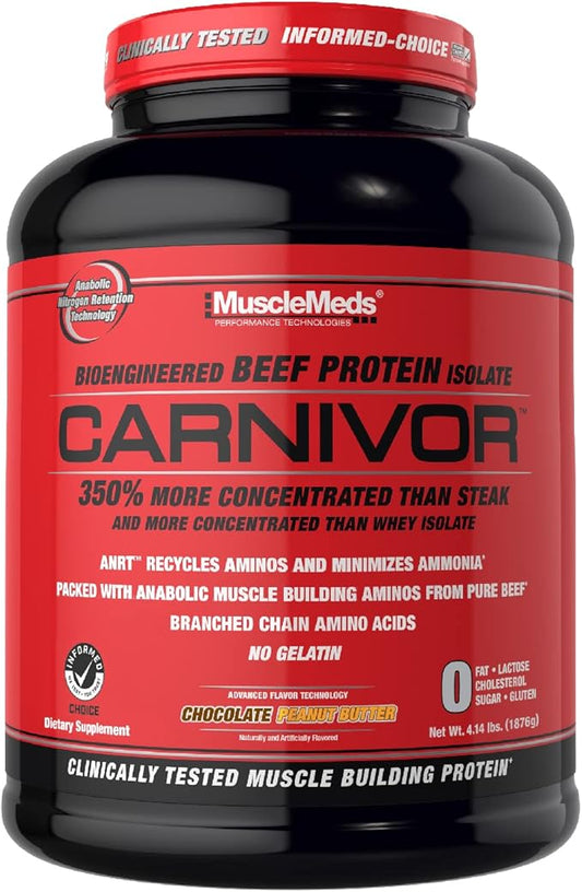 MuscleMeds Carnivor Beef Protein Isolate Powder, Chocolate Peanut Butter, 4.14 Pound