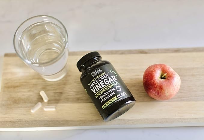 Organic Apple Cider Vinegar Capsules + Digestive Enzymes & Probiotics (1500mg | 120 Capsules) Raw Apple Cider Vinegar Pills & Fiber Supplement for Gut Health, Immune Support, Digestion & Detox Cleanse
