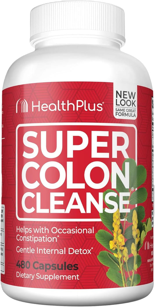 Health Plus Super Colon Cleanse: 10-Day Cleanse -Detox 12 Cleanses, 480 Capsules