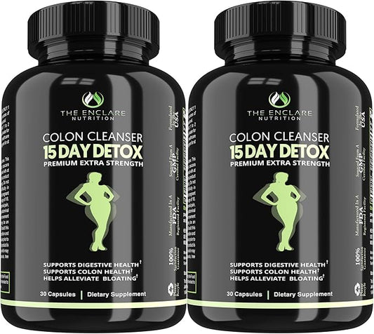 THE ENCLARE NUTRITION Colon Cleanse Fast-Acting Detox; Healthy Bowel Movement, Laxatives for Constipation Relief, Bloating, Probiotic, Fiber, Supports Regularity, Energy, Gut Immunity,Diet Pills (2)