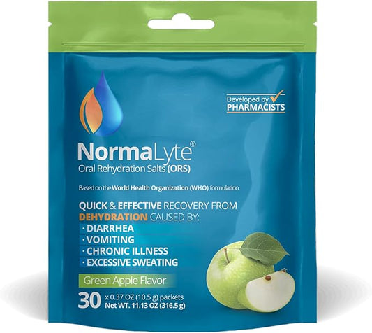 NormaLyte Oral Rehydration Salts-Helps Dietary Management of POTS Syndrome Symptoms- 1 Pouches -30 Sticks (Yields 500mL per Pack)-Apple| Energy Supplements, Potassium Supplement, Dehydration Recovery