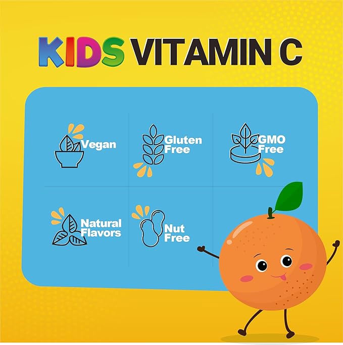 DOCTOR'S FINEST Vitamin C Gummies for Kids - Vegan, GMO Free & Gluten Free - Great Tasting Orange Flavor Pectin Chews - Kids Dietary Supplement - 250 mg of Vitamin C - 120 Jellies [60 Doses]