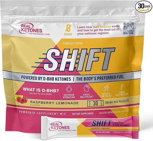 Real Ketones BHB Exogenous Ketones Drink Mix Packets Keto Electrolytes Powder Packets No Sugar with 4 Main Fasting Electrolytes Plus Hydrating Patented Keto BHB - 30 Count Raspberry Lemonade