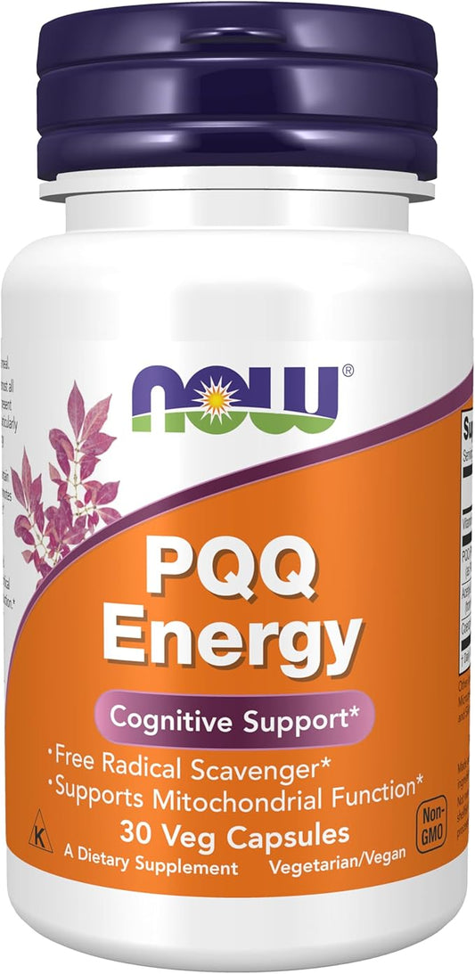 NOW Foods Supplements, PQQ Energy, Free Radical Scavenger*, Cognitive Support*, 30 Veg Capsules