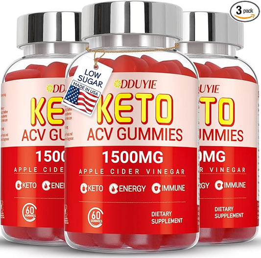 (3 Pack) Keto ACV Gummies Extreme of 1500MG, Gummies, Apple Cider Vinegar Formulated Along with Pomegranate Beet Juice Powder and B12, Vegan and Non GMO, 180 Gummys