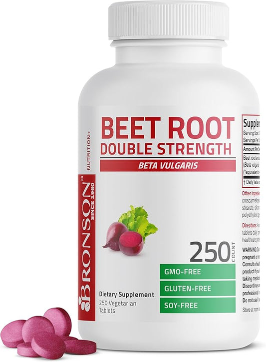 Bronson Beet Root Double Strength 4000mg Equivalent (from 1000 mg of 4:1 Extract), Non-GMO, 250 Vegetarian Tablets