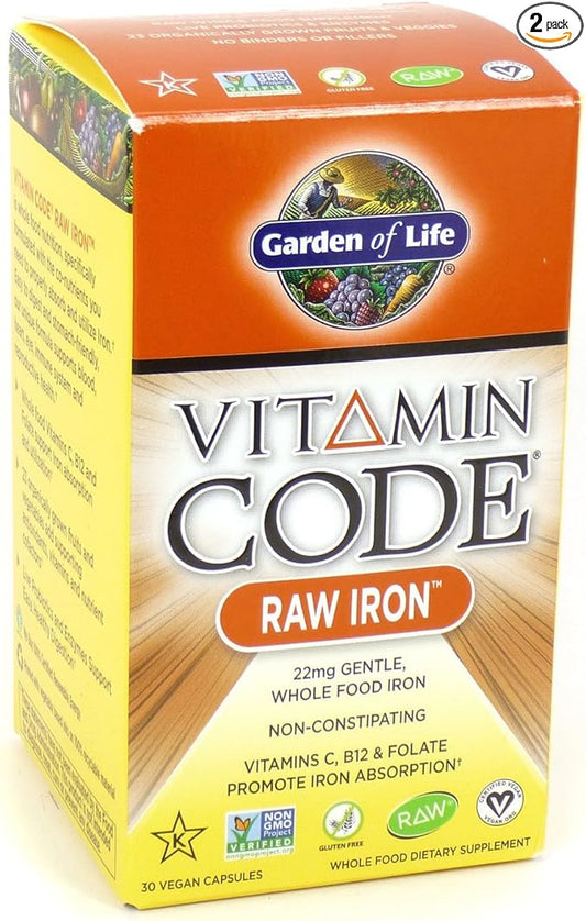 Garden of Life Vitamin Code Raw Iron, 30 Capsules (2 Pack)