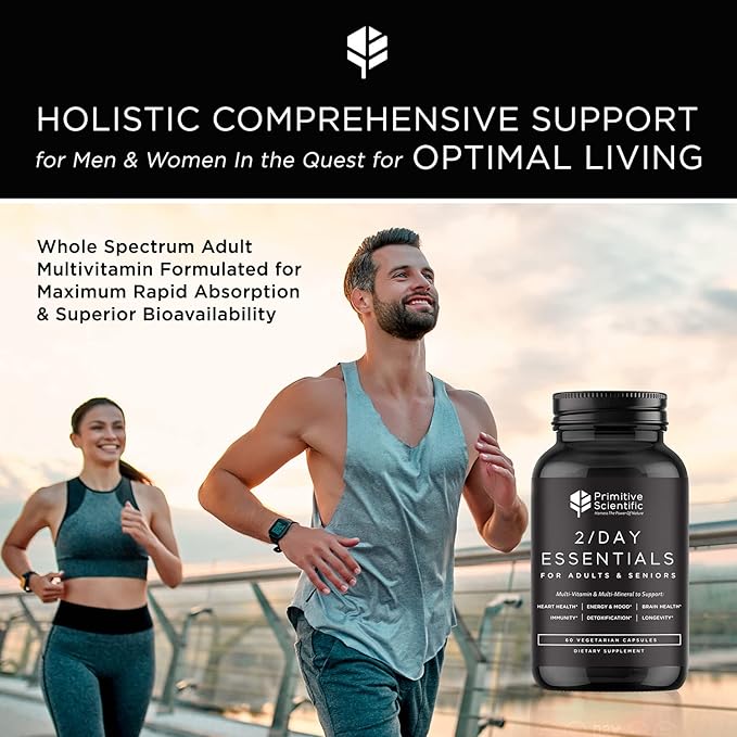 Whole Food Multivitamins for Adults & Seniors - Multivitamins for Women & Men - 2X a Day Adult Vitamins with Vitamin A, C & D3 - Natural & Sugar-Free | 60 Caps [30 Servings]