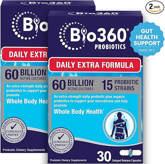 Extra Strength Probiotic for Digestive Health and Immune Support, 60 Billion CFU & 15 Strains, Gut Health Probiotics for Men and Women Supports Occasional Constipation, Diarrhea, Gas & Bloating, 60CT