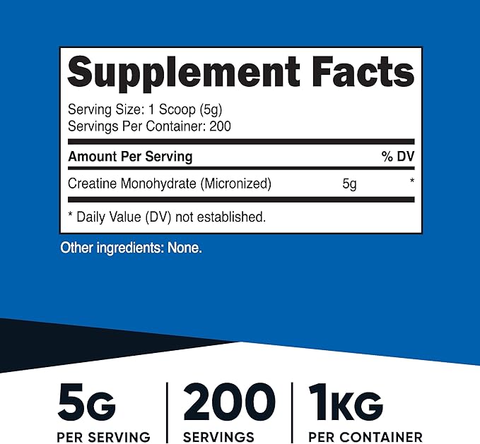 Nutricost Creatine Monohydrate Micronized Powder (1 KG) - Pure Creatine Monohydrate