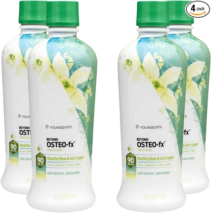 Youngevity Beyond Osteo-FX Liquid 32 oz - Calcium & Magnesium 1200/300mg + Vitamin D3, Zinc, MSM, Glucosamine + 77 Trace Minerals - Supplement for Bone and Joint Health (32 fl oz - Pack of 4)
