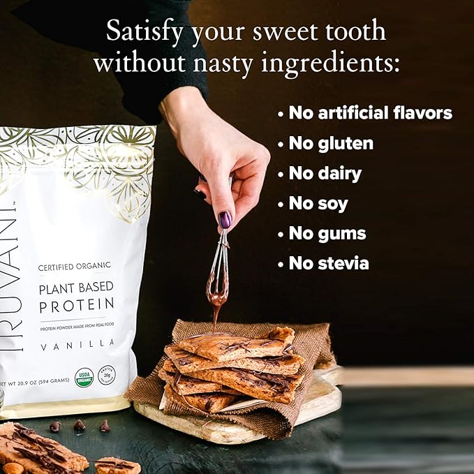 Truvani Vegan Pea Protein Powder | Vanilla | 20g Organic Plant Based Protein | 10 Servings | Keto | Gluten & Dairy Free | Low Carb | No Added Sugar