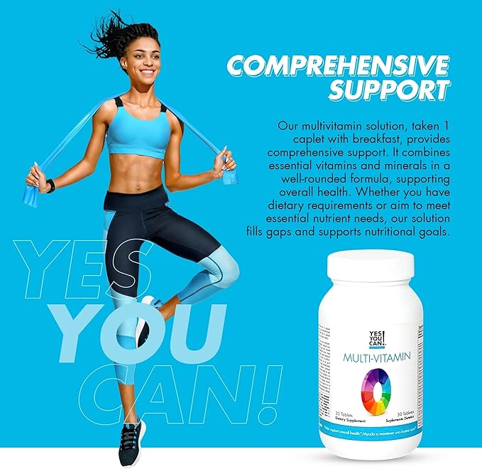 Yes You Can! Daily Multivitamins for Men and Women - Helps Assist Overall Health & Well-Being, Contains Antioxidants, Rich in Vitamin A, B, C & E - Daily Vitamins - 30 Tablets - 1 Pack