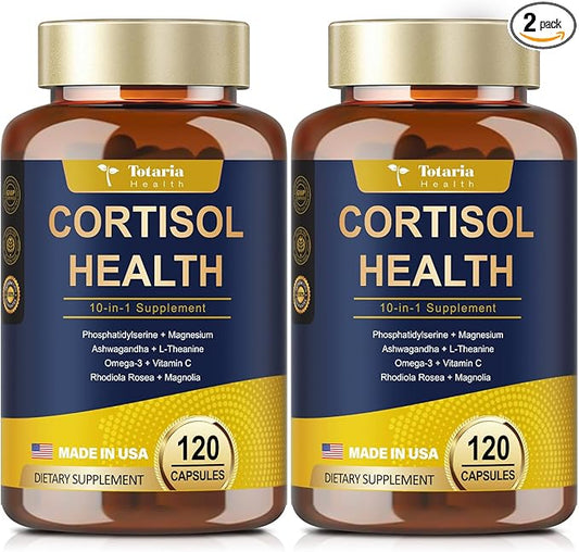 Cortisol Supplement with Ashwagandha,Magnesium,Rhodiola Rosea,L Theanine,Hormone Balance for Women Mood, Focus, Sleep Support 120 Vegan Capsules (Pack of 2)