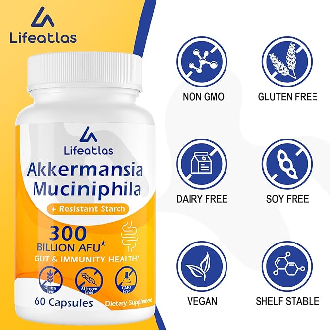 GLP-1 Supplement | 300 Billion AFU Akkermansia Muciniphila, Akkermansia Probiotic for Women Men, Akka Superbiotics for GLP-1 Production, Digestive, Gut, Immunity, Enhances Gut Lining Function, 4 Packs