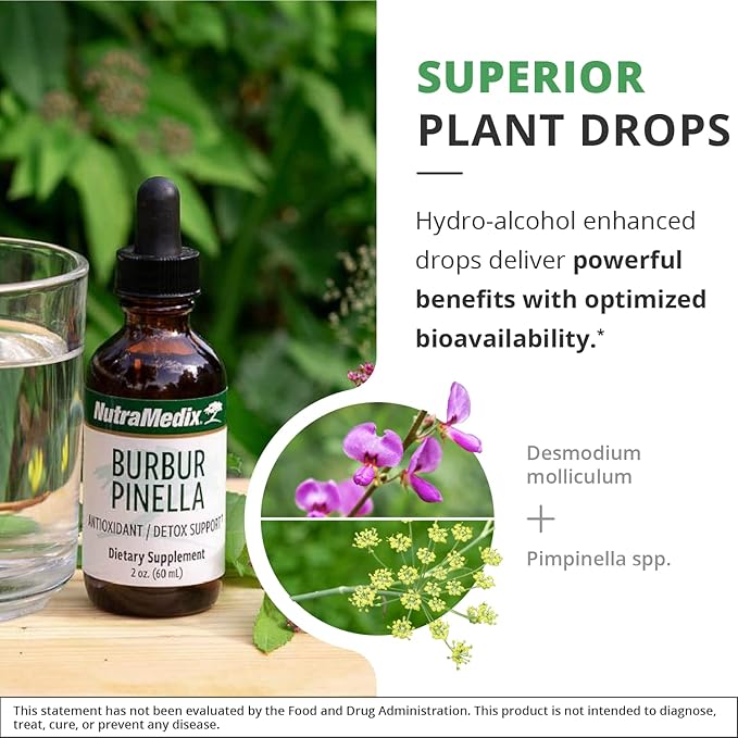 NutraMedix Burbur-Pinella Brain Health Supplements for Adults - Combat Brain Fog & Promote Nerve Support - Aid A Healthy Full Body Detox Cleanse - Bioavailable Liquid Format (2 oz / 60 ml)