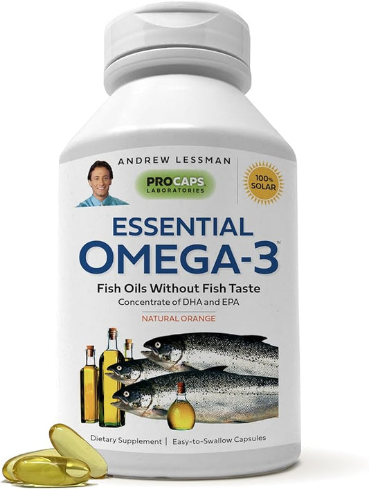 Andrew Lessman Essential Omega-3 Orange - 30 Softgels - Ultra-Pure, High Potency Omega-3 Oils. High DHA, No Stomach Upset, No Contaminants, No Mercury. Small Easy to Swallow Softgels