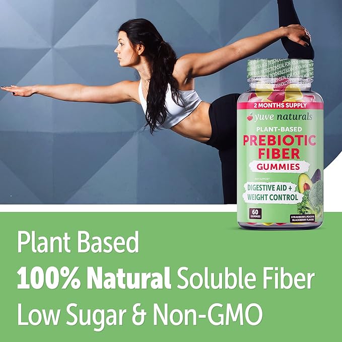 Yuve Fiber Gummies - Delicious - 3g Soluble Fiber Gummy Supplement - Supports Digestive Health & Regularity - Vegan & Gluten-Free Fiber Gummies for Adults & Women - Non-GMO & Low Sugar - 60Ct (2 Pack)