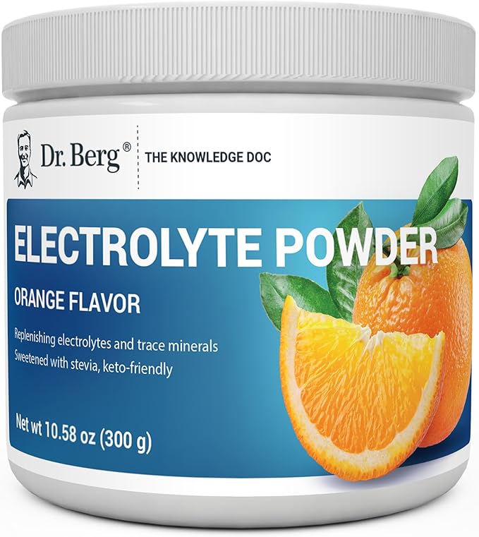 Dr. Berg Zero Sugar Hydration Keto Electrolyte Powder - Enhanced w/ 1000 mg of Potassium & Real Pink Himalayan Salt (NOT Table Salt) - Orange Flavor Hydration Drink Mix Supplement - 50 Servings