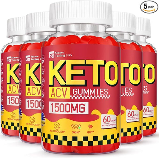 Keto ACV Gummies - 1500MG ACV Keto Gummies for Women Men - Apple Cider Vinegar with Mother, Probiotics, Vitamins B6 B12 for Gut Digestion - Vegan & Non-GMO Keto Gummies, Made in USA, 5 Pack
